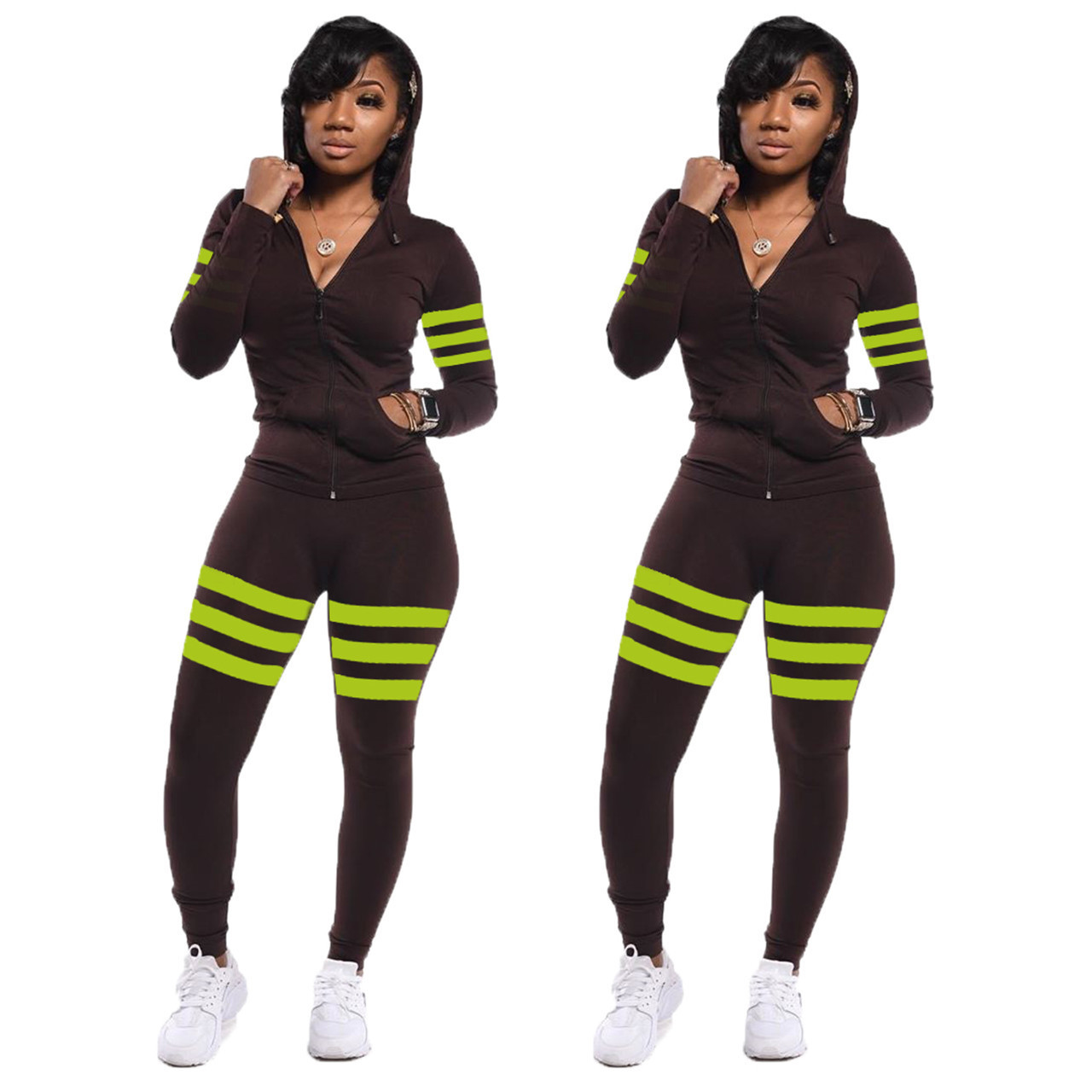 brown matching tracksuit