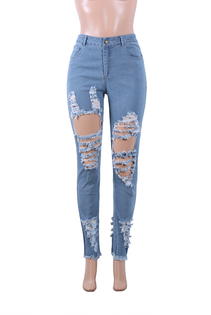 blue tight ripped jeans