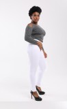 White Solid Color Tight Jeans