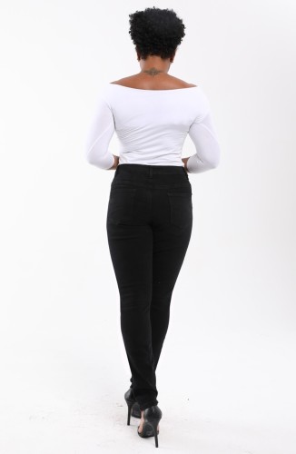 Black Solid Color Tight Jeans