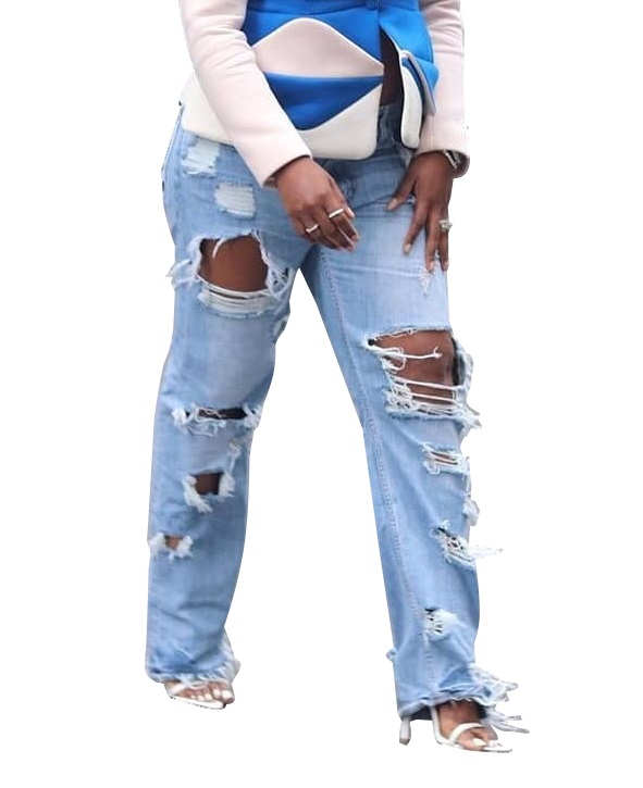 open thigh ripped jeans