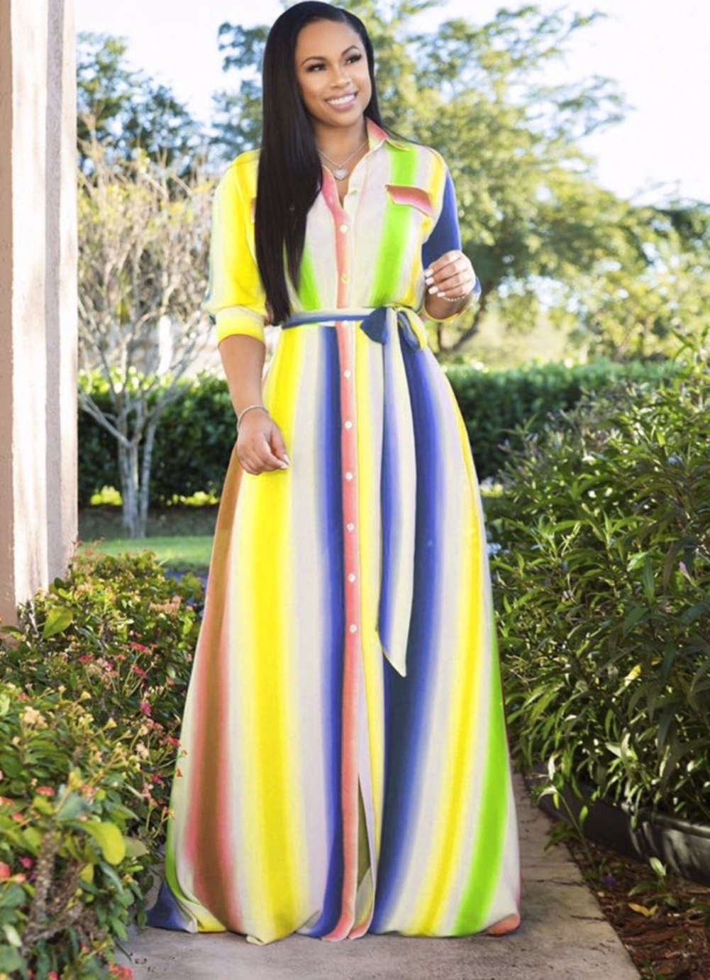 striped button up maxi dress