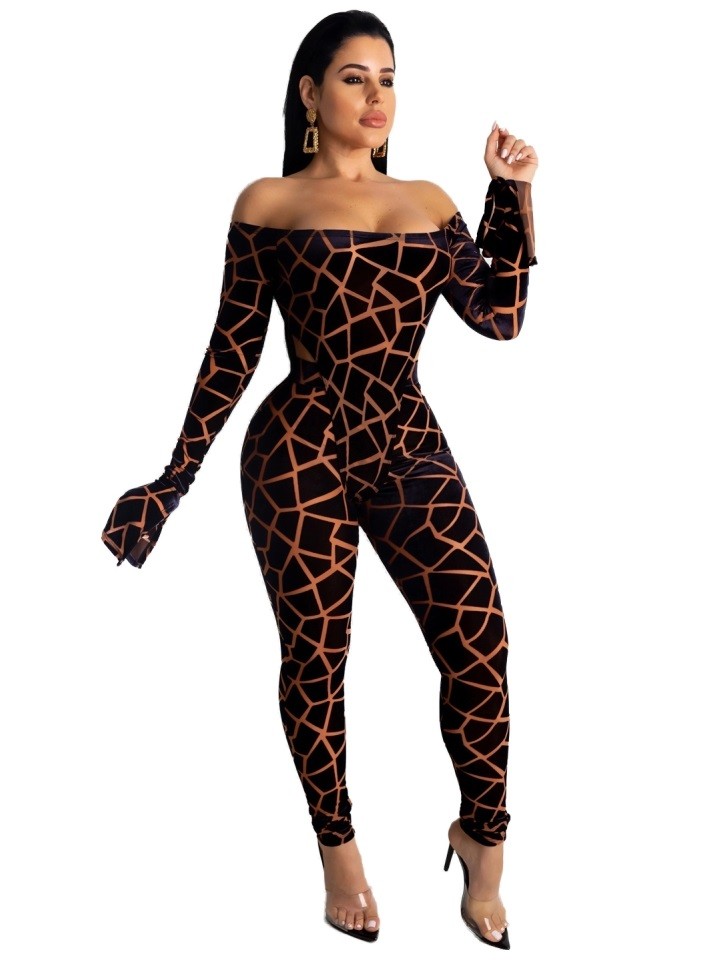 Off Shoulder Printed Bodysuit & Legging Set US 7.39