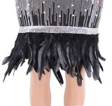 Sexy Sequin Beaded  Black Feather Hem Club Dress