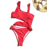 Red One Piece Cut Out Sexy Swimwear