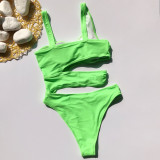 Green One Piece Cut Out Sexy Swimwear