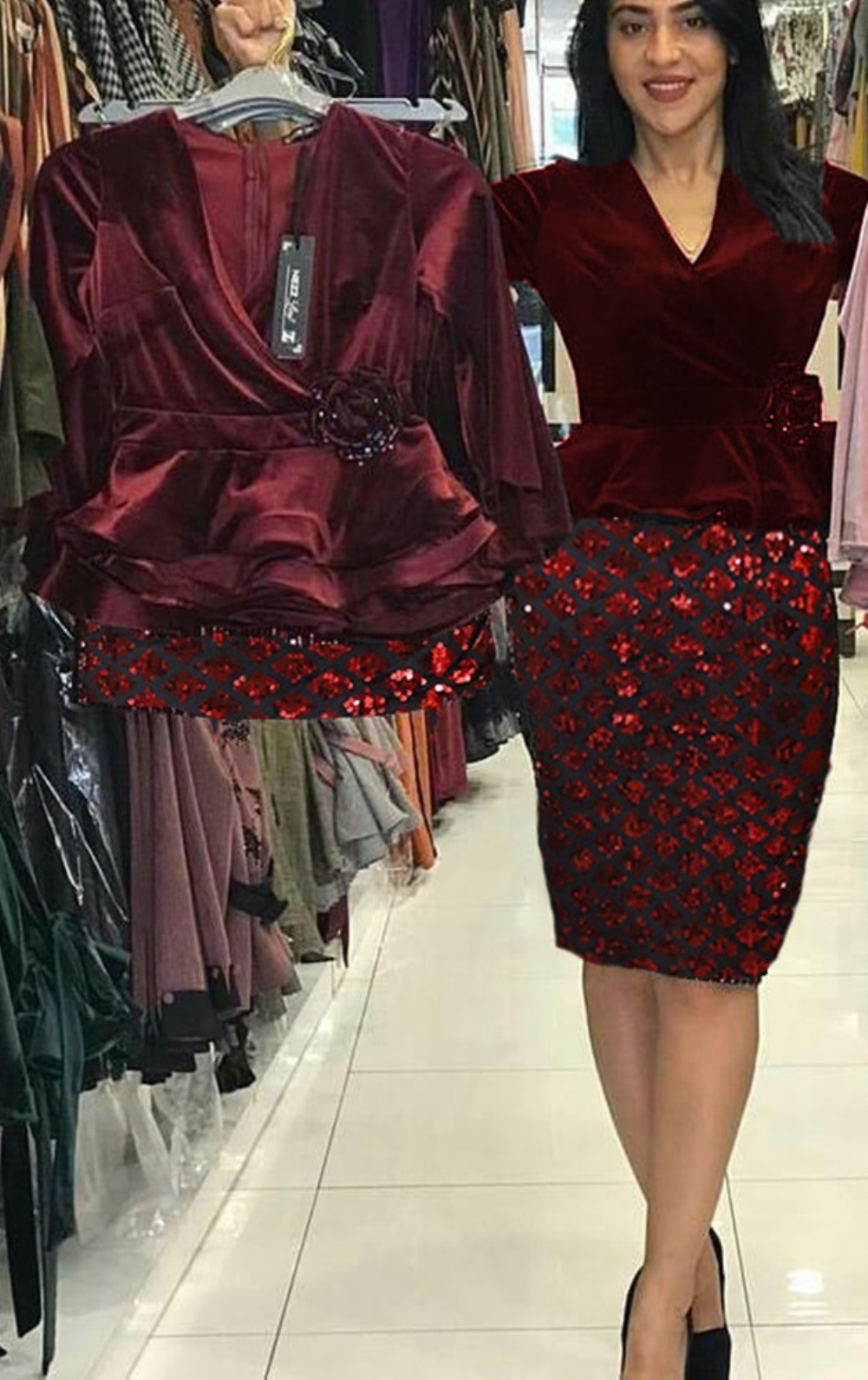 maroon sequin skirt