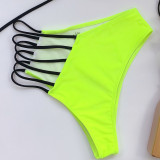 Neon Green Strappy Hollow Out High Waist Bikini Set