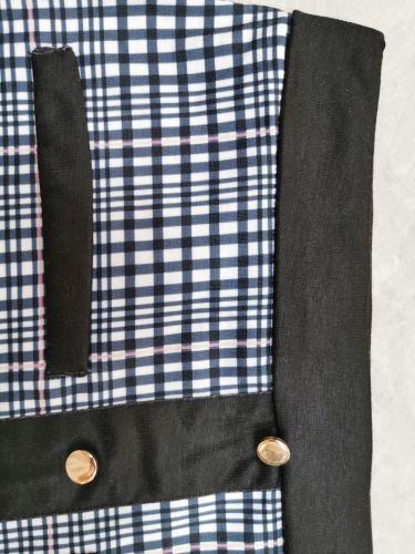 High Waist Button Trim Plaid Mini Skirt