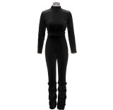 Black Velvet Keyhole Two Way Long Sleeve Jumpsuit
