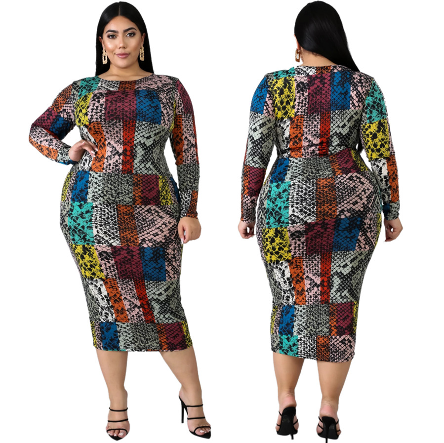 snakeskin plus size dress