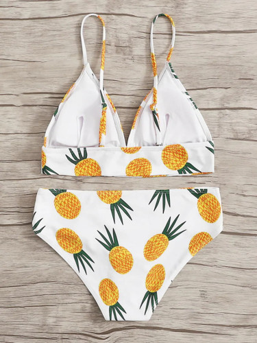 Pineapple Print High Waist Bikini Set