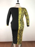 Plus Size Contrast Snake Skin Print Long Dress