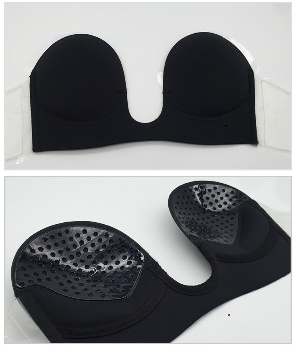 Self Adhesive Black Strapless Invisible Push Up Bra On Sale For US 5.