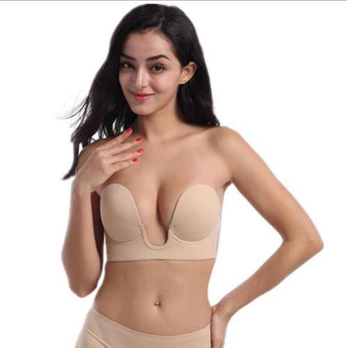 Self Adhesive Beige Strapless Invisible Push Up Bra