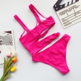 Hot Pink Cut Out One Piece Sexy Swimwear