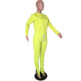 Lemon Yellow Pullover & Ankle Zipper Pants Set