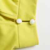 High Neck Yellow Lantern Sleeve Formal Jumpsuit