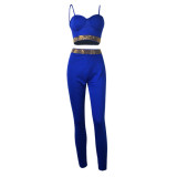 Rhinestone Blue Cami Top and Pants Set