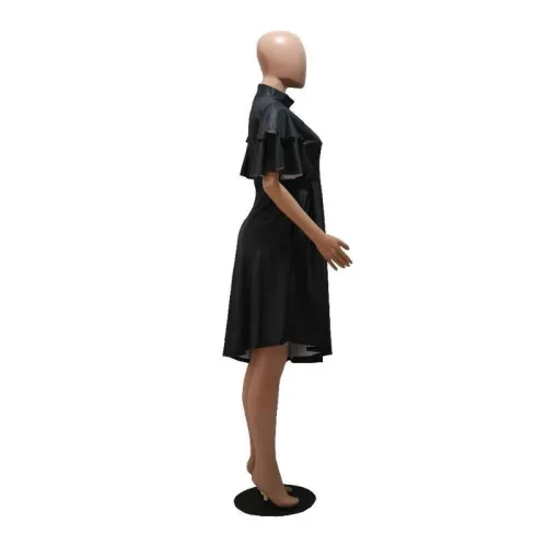 Plus Size Ruffle Sleeve Stripes Asymmetric Dress