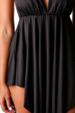Black Irregular Hem Deep V Cami Dress