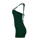 Green Eyelet Lace Up Strapless Rompers