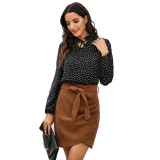 Bow Tie Ruched Irregular Skirt