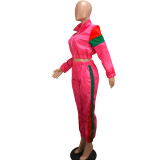 Hot Pink Tracksuit with Contrast Splice