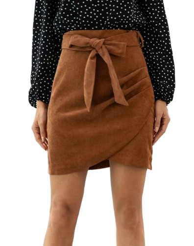 Bow Tie Ruched Irregular Skirt