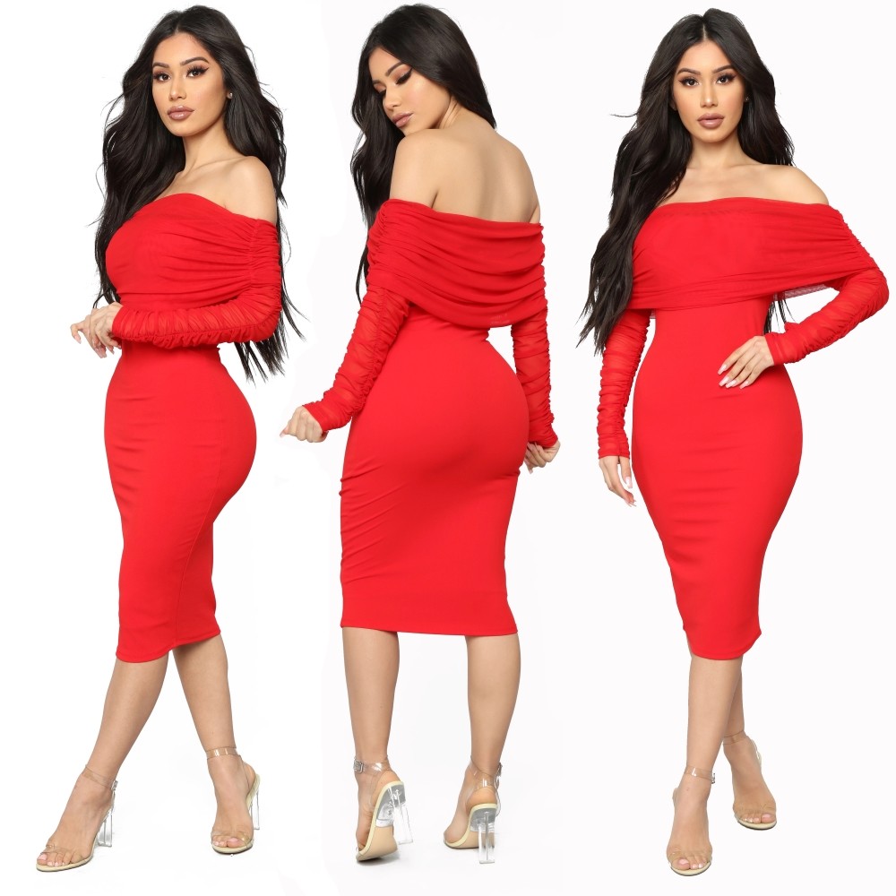 red off shoulder outfit