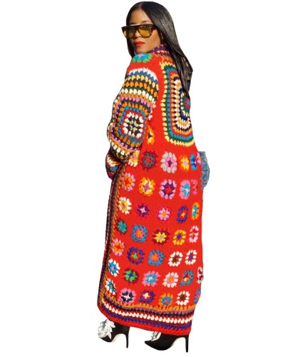 Tribal Print Long Cardigan Coat