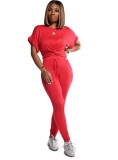 Red Twist Top and Pants Set