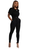 Black Twist Top and Pants Set