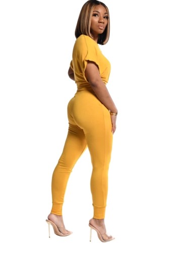 Yellow Twist Top and Pants Set