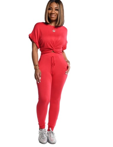 Red Twist Top and Pants Set