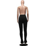 Black Stretchy High Waist Ruched Pants
