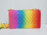 Hot Sale Chain Candy Color Jelly Bag Women Handbag