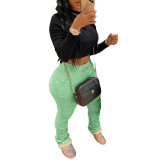 Green Stretchy High Waist Ruched Pants