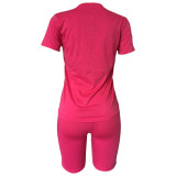 Hot Pink Solid Tee & Shorts Set