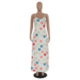 Multicolor Polka Dot Print Maxi Cami Dress