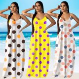 Multicolor Polka Dot Print Maxi Cami Dress