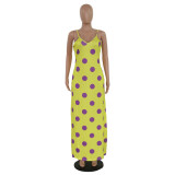 Polka Dot Yellow Maxi Cami Dress