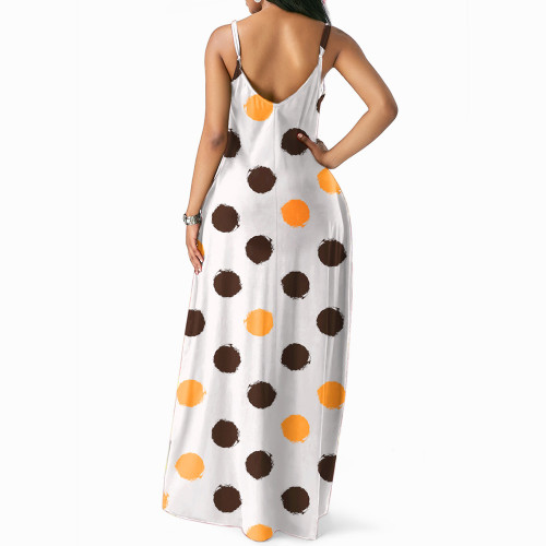Polka Dot Print Long Cami Dress