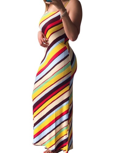 Striped Colorful Cami Long Dress