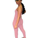 Sexy Pink Ruched Straps Jumpsuit