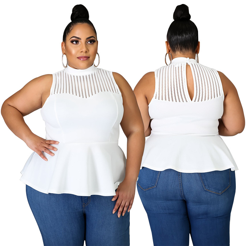 plus size white peplum top