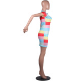 Rainbow Striped Cold Shoulder Bodycon Dress
