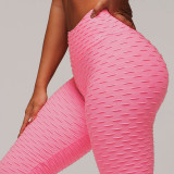Pink Scrunch Back Fitness Yoga Leggings
