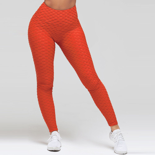 Orange Scrunch Back Fitness Yoga Leggings