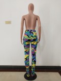 Camo Multicolor High Waist Ruched Pants